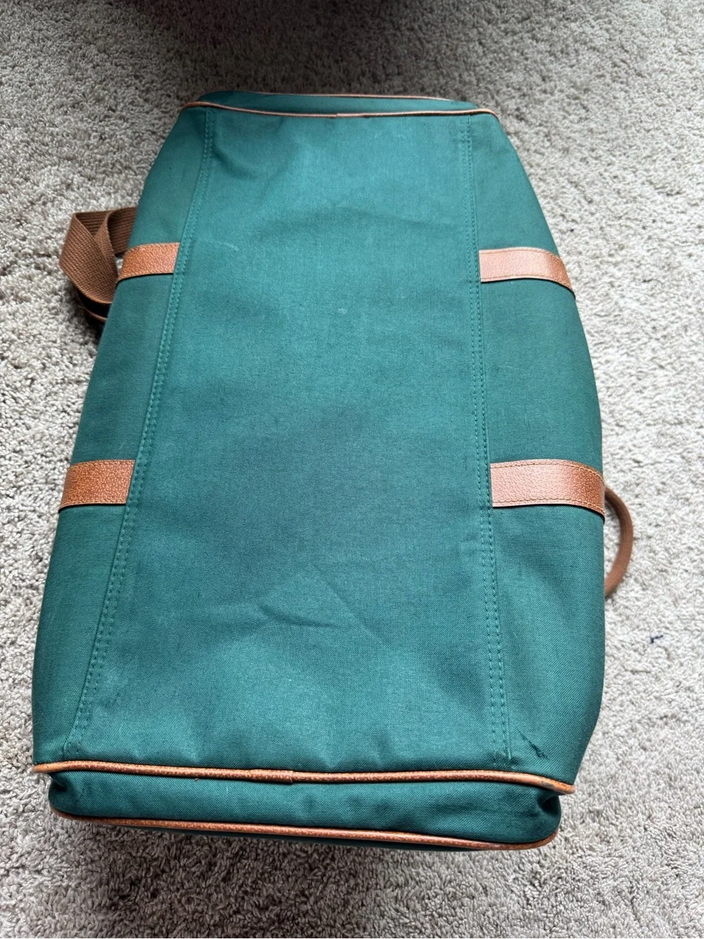 Polo Ralph Lauren Green Canvas Weekender Duffel Bag with Brown Trim